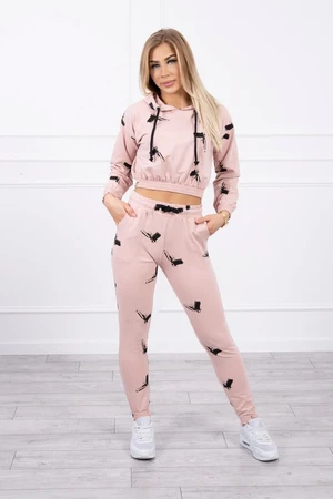 Set with printed pistols dark powder pink