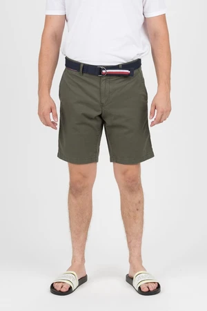 Krátke nohavice - TOMMY HILFIGER BROOKLYN SHORT LIGHT TWILL BELT zelené