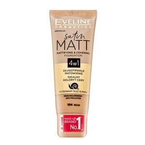 Eveline Satin Matt Mattifying & Covering Foundation 4in1 tekutý make-up so zmatňujúcim účinkom 104 Beige 30 ml