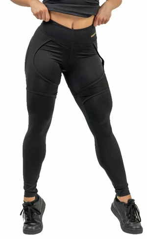 Nebbia High Waist Leggings INTENSE Mesh Black/Gold S Fitness pantaloni