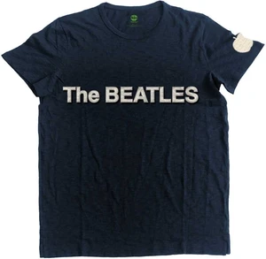 The Beatles Tricou Logo & Apple App Slub Unisex Albastru Navy XL