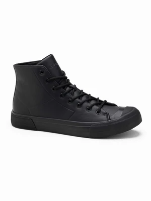 Ombre Men's high-top sneakers with rubber toe - black