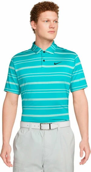 Nike Dri-Fit Tour Mens Striped Golf Teal Nebula/Jade Ice/Black 2XL Polo košeľa