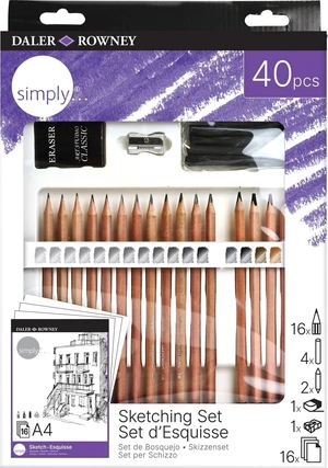 Daler Rowney Simply Sketching Pencils Coffret crayons d'artiste 40 pièces