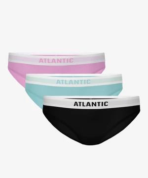 Dámské kalhotky Bikini ATLANTIC 3Pack - fialová/zelená/černá