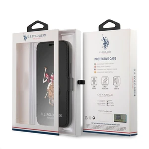 Flipové pouzdro U.S.Polo USFLBKP12MPUGFLBK Embroidery pro Apple iPhone 12/12 Pro, černá