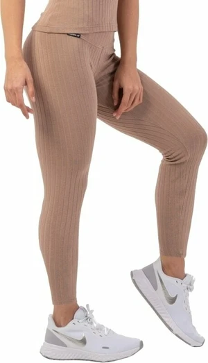 Nebbia Organic Cotton Ribbed High-Waist Leggings Brown XS Fitness nadrág