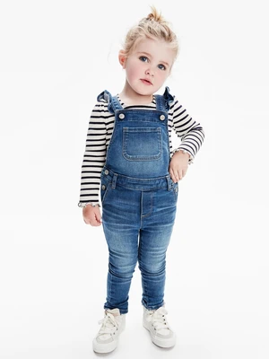 GAP Dětské džíny s laclem ruffle skinny overalls with Washwell - Holky