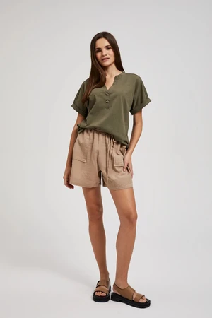 Women's linen shorts MOODO - light brown