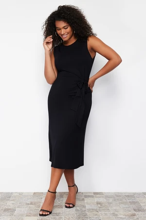 Trendyol Curve Black Faux Lace Detailed Knitted Dress