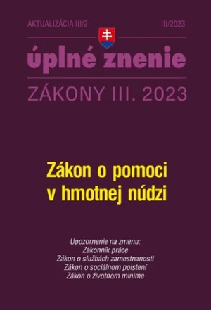 Aktualizácia III/2 2023 – Zákon o pomoci v hmotnej núdzi