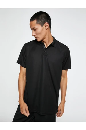 Koton Basic T-Shirt Polo Neck Buttoned Short Sleeves Quick-Drying Fabric.