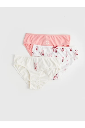 LC Waikiki Girls' Printed Cotton Panties 3 Pack