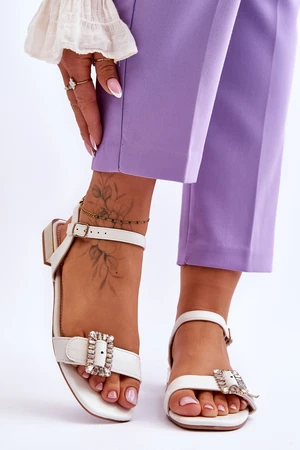 Flat sandals with gold heels white mindley