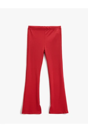 Koton Spanish Leg Trousers with Slit Detailed Ribbed, Elastic Waist.