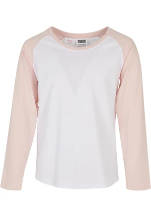 Girls' contrasting raglan long sleeves white/pink