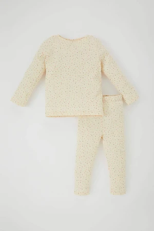 DEFACTO 2 piece Regular Fit Crew Neck Polka Dot Pyjamas Set