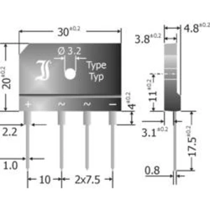 Můstkový usměrňovač Diotec GBI25A, U(RRM) 50 V, 25 A