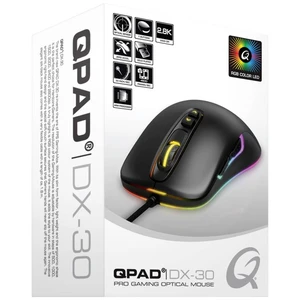 QPAD DX30 herná myš USB optická čierna, RGB 7 null 500 dpi, 1000 dpi, 1500 dpi, 2000 dpi, 2400 dpi, 2800 dpi podsvieteni