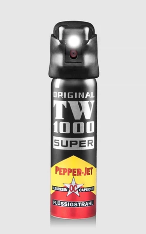 Obranný sprej so svetlom Super Pepper - Jet TW1000® / 75 ml (Farba: Čierna)