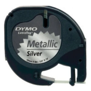 Dymo LetraTag 91208 S0721730 12mm x 4m černý tisk/stříbrný podklad originální páska metalická