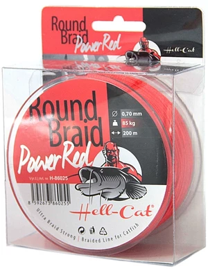 Hell-cat splétaná šňůra round braid power red 200 m-průměr 0,60 mm / nosnost 75 kg