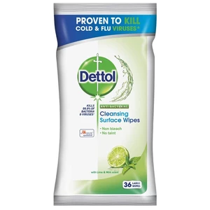 Antibakteriálne obrúsky Dettol 32 ks Citron a Limeta antibakteriálne obrúsky • pre povrchy • balenie 32 ks • odstraňujú 99,9 % baktérií a vírusov • ci