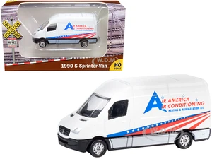 1990 Mercedes Benz Sprinter Van White "Air America Air Conditioning Heating &amp; Refrigeration LLC" "TraxSide Collection" 1/87 (HO) Scale Diecast Mo