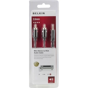 Belkin F3Y116bt5M jack / cinch audio prepojovací kábel [1x cinch zástrčka - 1x jack zástrčka 3,5 mm] 5.00 m čierna pozlá