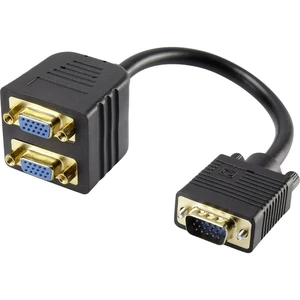 Renkforce RF-4166418 VGA Y adaptér [1x VGA zástrčka - 2x VGA zásuvka] čierna pozlátené kontakty 20.00 cm