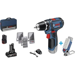 Bosch Professional GSR 12V-15 + GLI DeciLED  aku vŕtací skrutkovač   12 V 2 Ah, 4 Ah Li-Ion akumulátor akumulátorová lam