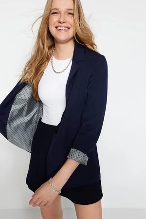 Trendyol Navy Blue Regular Woven Blazer Jacket with Lining Detail