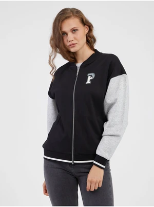 Womens Zipped Gray-Black Zipper Sweatshirt Puma Squad Track - Women