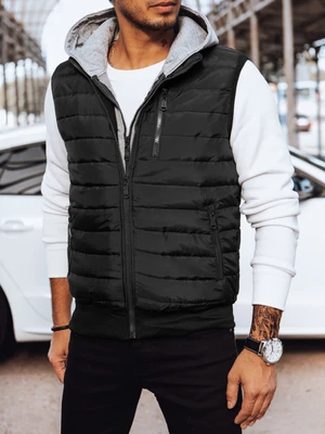 Men's quilted vest with hood black Dstreet