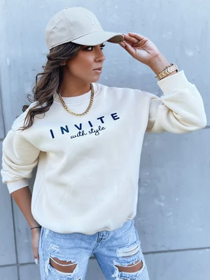 Women's hoodless sweatshirt INVITE cream Dstreet