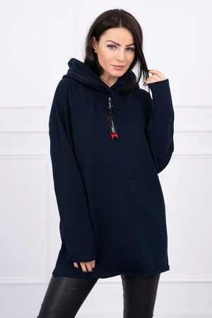 Tunic with zipper on hood Oversize dark blue