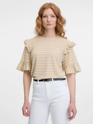 Beige women's striped T-shirt ORSAY