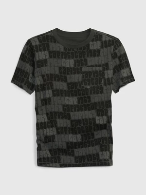 Black-gray boys' patterned T-shirt with pocket GAP