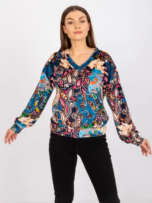 Blue women's blouse with Ruby print