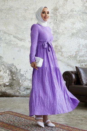 InStyle Almisa Belted See-through Dress - Lilac