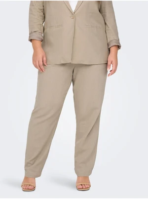 Beige women's linen trousers ONLY CARMAKOMA Caro - Ladies