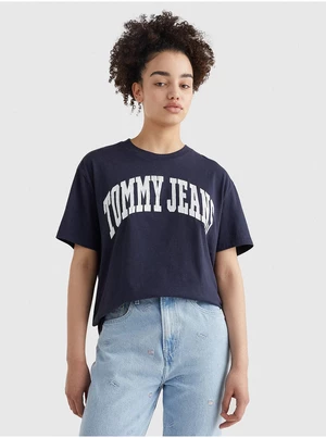 Tmavě modré dámské vzorované dlouhé tričko Tommy Jeans