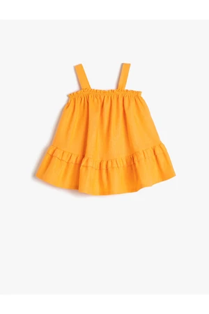 Koton Dress Linen Blend Ruffled Straps