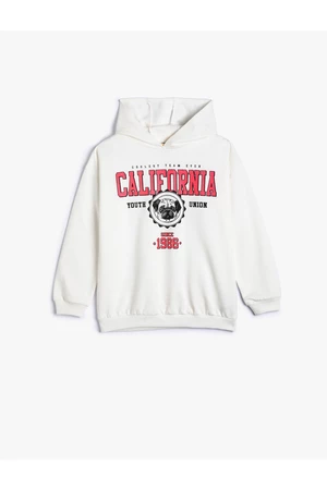 Koton Hooded Sweatshirt Raised California Printed