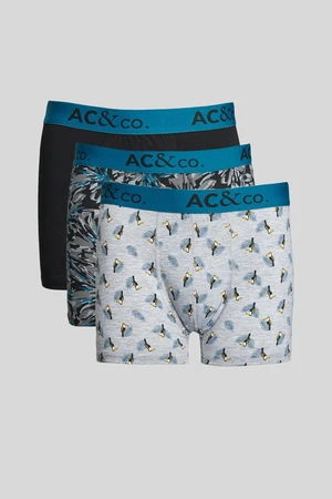 AC&Co / Altınyıldız Classics Men's Black-Green 3-Pack Flexible Cotton Boxer