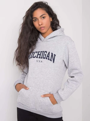 Women's kangaroo sweatshirt RUE PARIS Grey melange