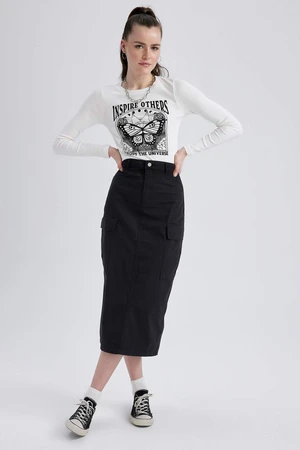 DEFACTO Regular Fit Gabardine Midi Skirt