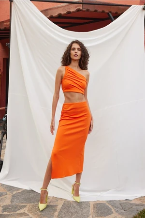 VATKALI Flam Draped Skirt and Bustier Set