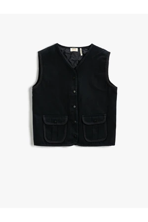 Koton V-Neck Vest Cotton Quilted Lined