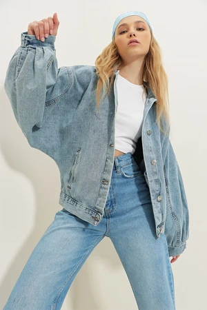 Trend Alaçatı Stili Jacket - Blue - Oversize